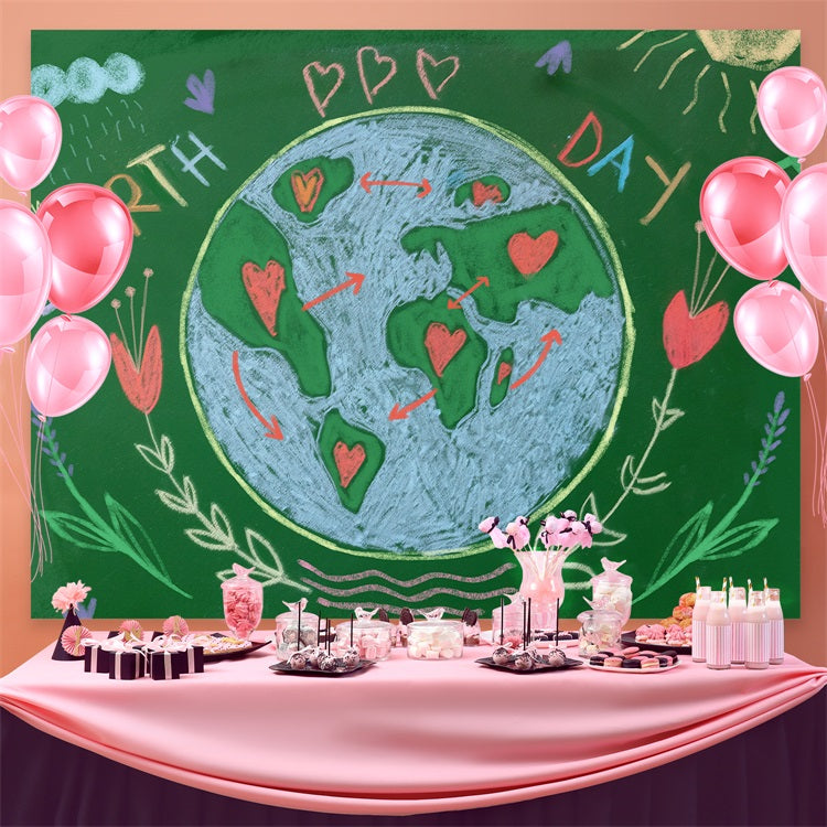 Toile de fond Joyeuse Journée de la Terre Tableau Noir Terre Dessinée à la Main GTY3-53
