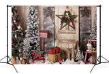 Toile de Fond de Noël Maison Décoration Arbres de Noël Boîte Aux Lettres Rouges Gx-1033