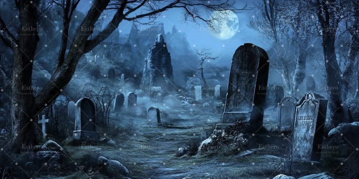 Fond de Scene Cimetière Sombre CSH59-T2