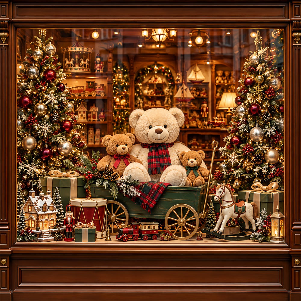 Fond Atelier Jouets Père Noël Boutique Ours En Peluche HQ610-164