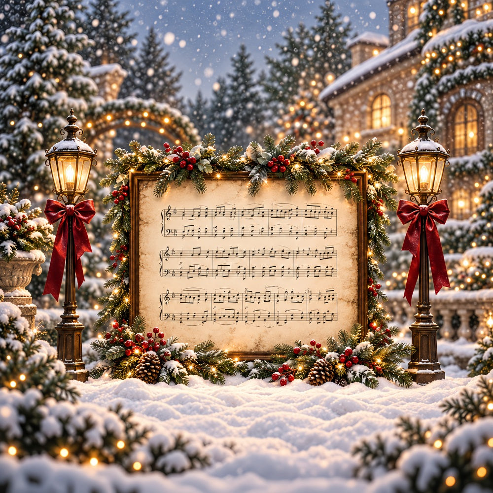 Fond De Noël Chant De Noël Partition Musicale Festive HQ610-176