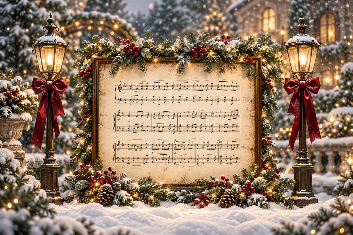 Fond De Noël Chant De Noël Partition Musicale Festive HQ610-176