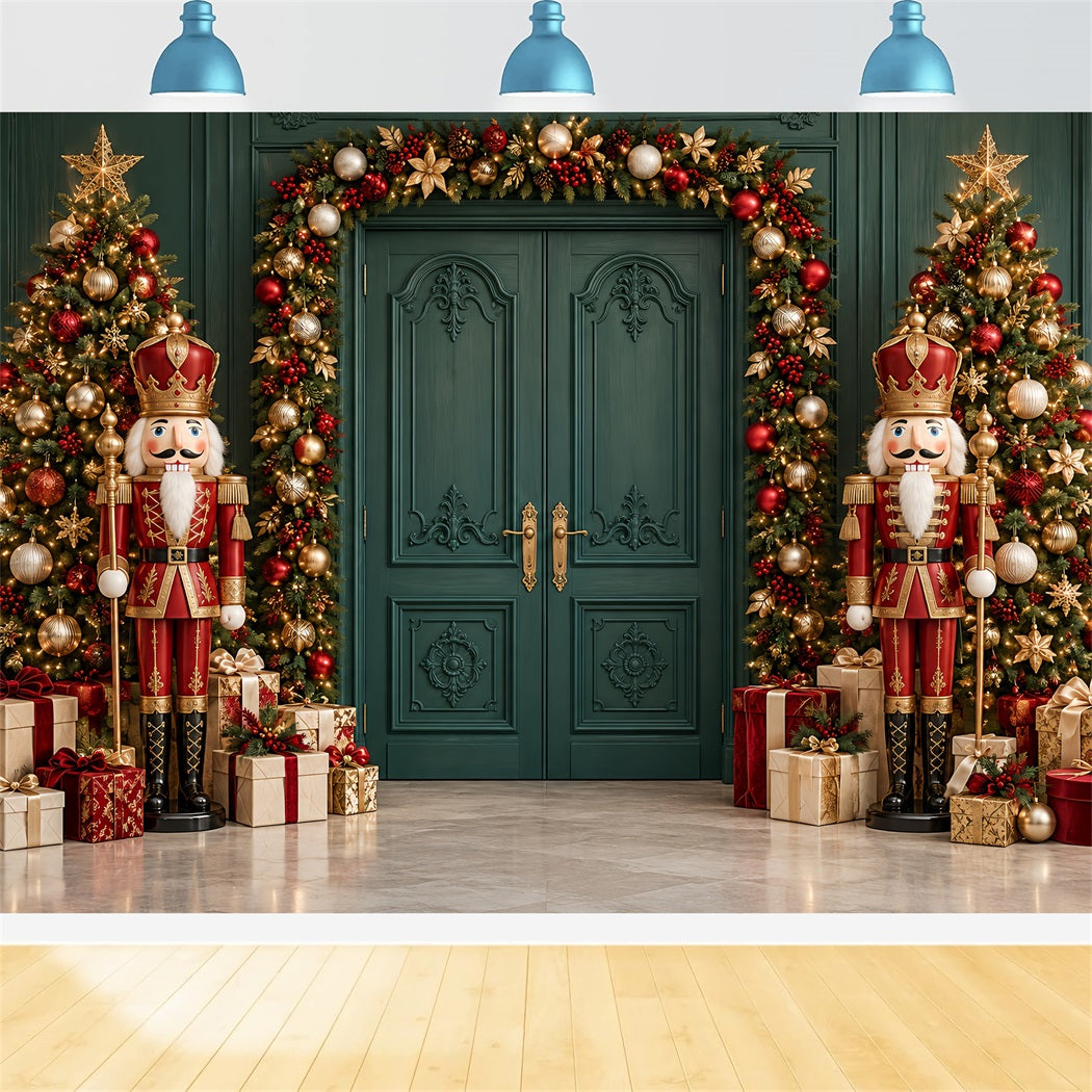 Fond De Noël Porte Émeraude Guirlande Casse-Noisette HQ610-186