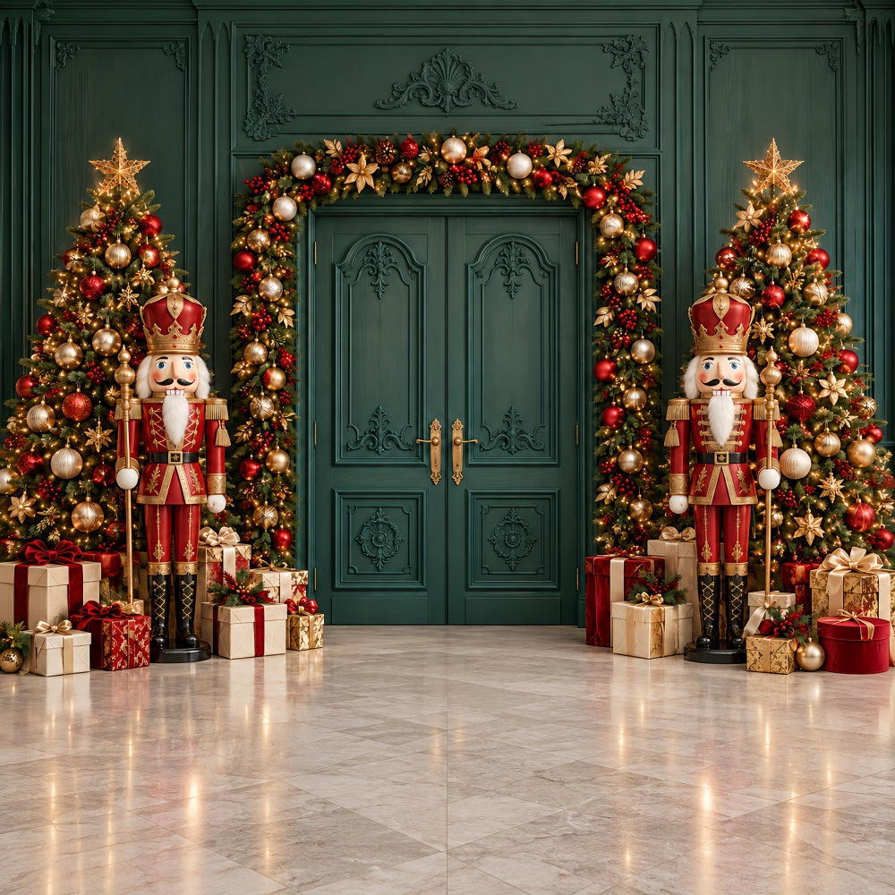 Fond De Noël Porte Émeraude Guirlande Casse-Noisette HQ610-186