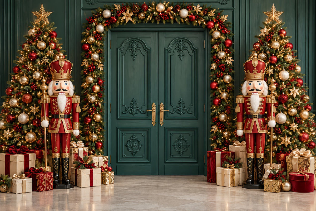 Fond De Noël Porte Émeraude Guirlande Casse-Noisette HQ610-186
