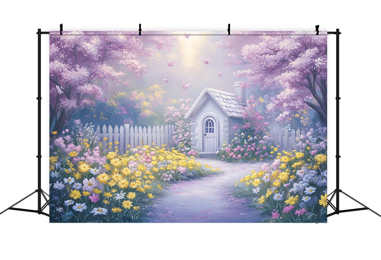 Fond Photo Printemps Chemin Fleuri Cottage Vibrant LXX1-113