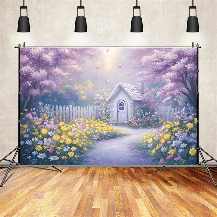 Fond Photo Printemps Chemin Fleuri Cottage Vibrant LXX1-113