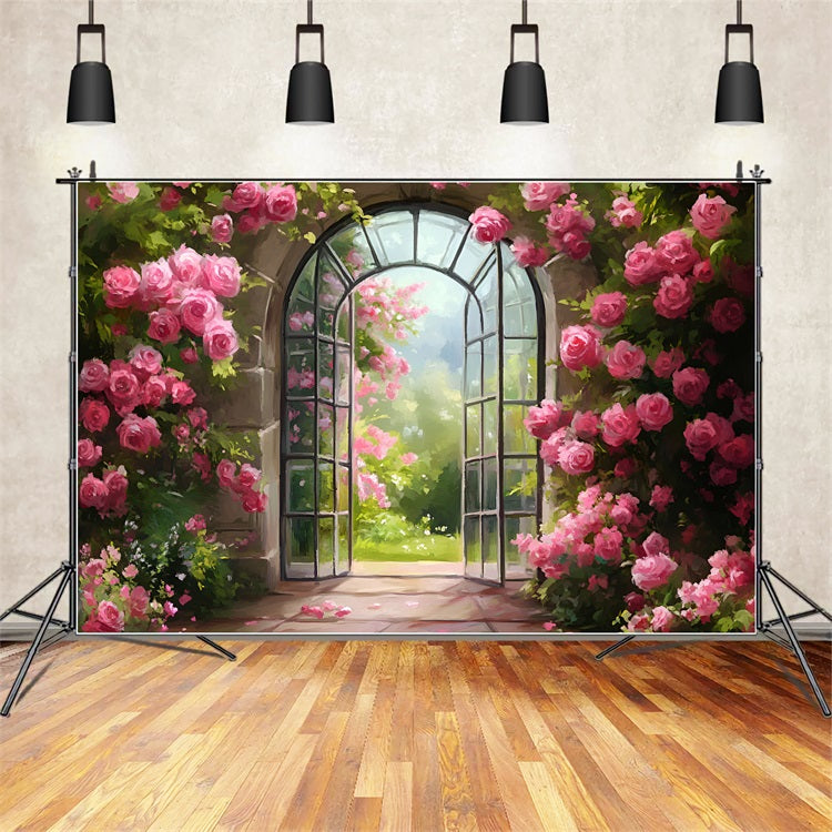 Toile de fond Printemps Arche Jardin Roses Roses LXX1-114