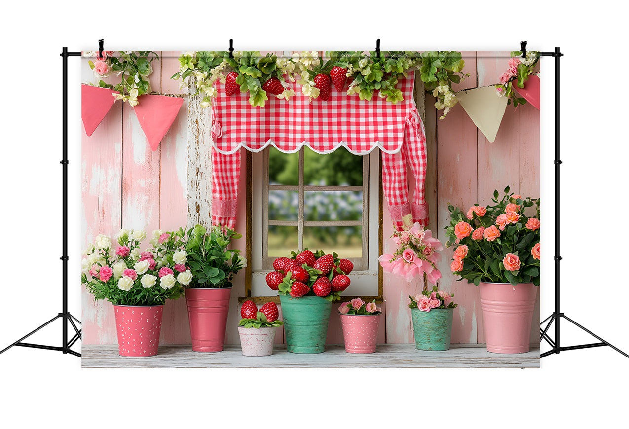 Toile de fond Printemps Cottage Fraises Florales Photographie LXX1-119