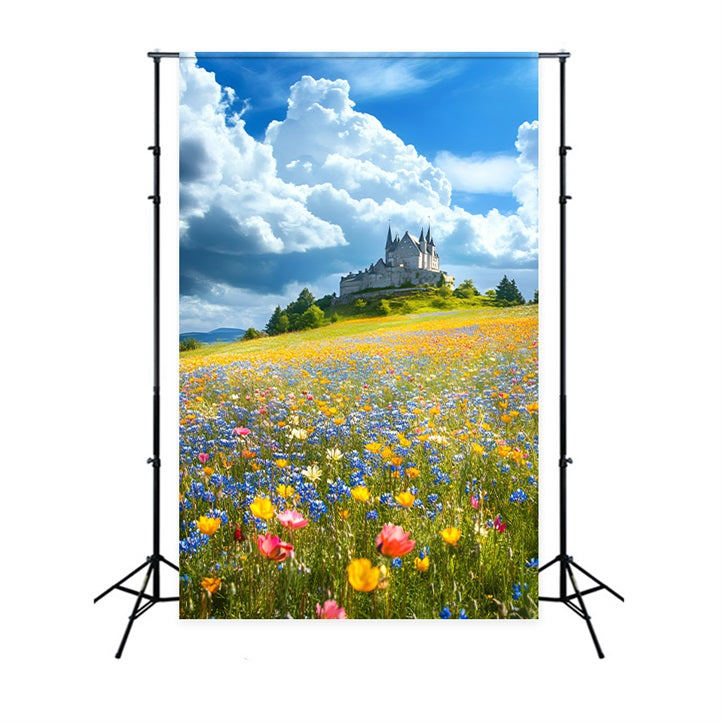 Toile de fond Printemps Château Paysage Floral LXX1-136