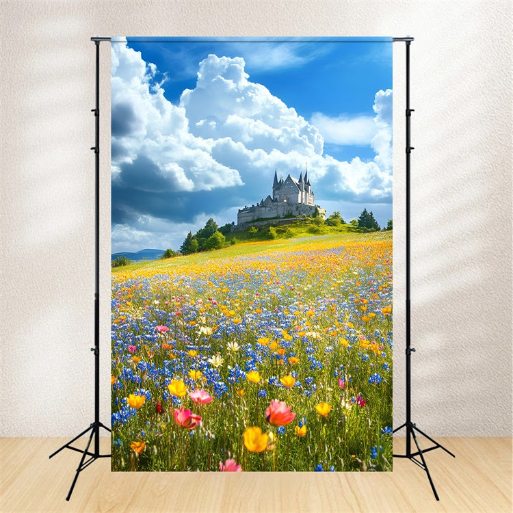 Toile de fond Printemps Château Paysage Floral LXX1-136