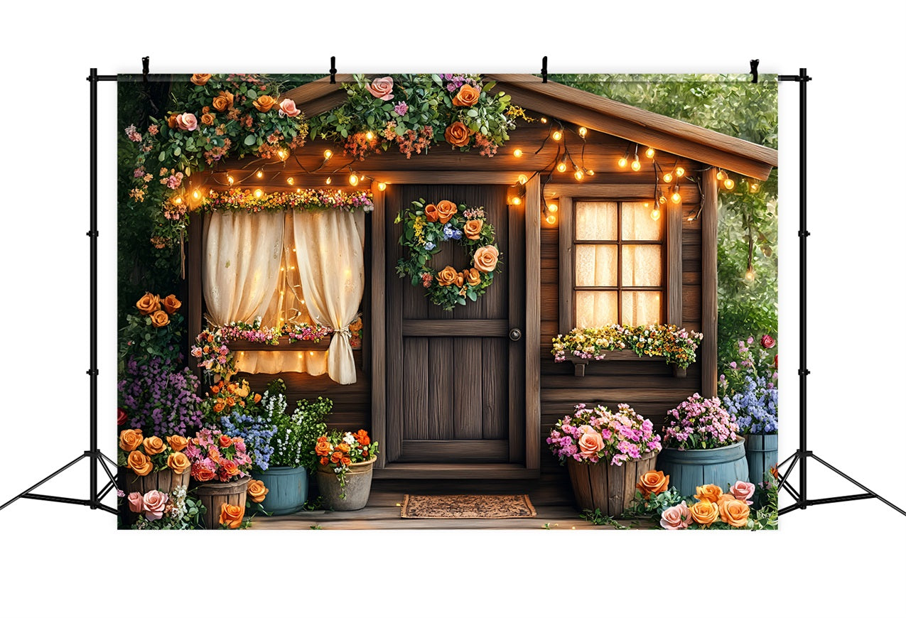 Toile de fond Printemps Lumières Douces Cottage Fleuri LXX1-141