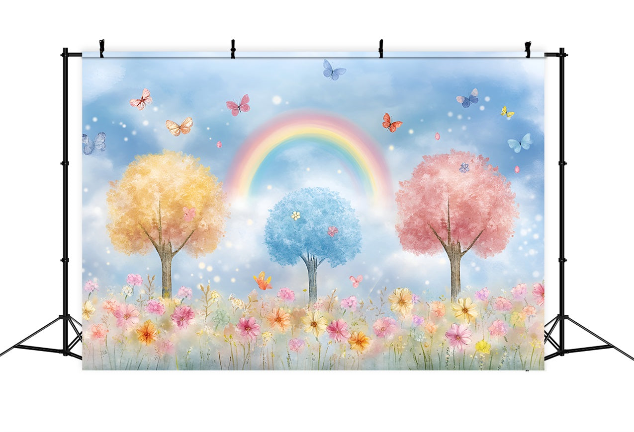 Toile de fond Printemps Fleurs Pastel Arc-en-Ciel Scène LXX1-148