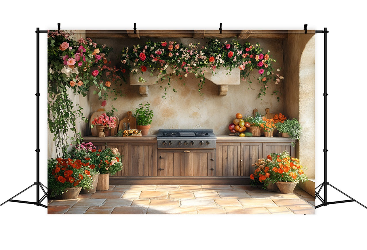 Fond Photo Printemps Cuisine Ferme Décor Floral LXX1-150