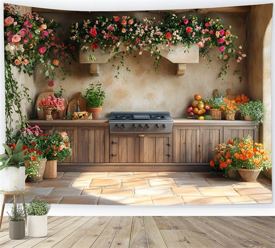 Fond Photo Printemps Cuisine Ferme Décor Floral LXX1-150