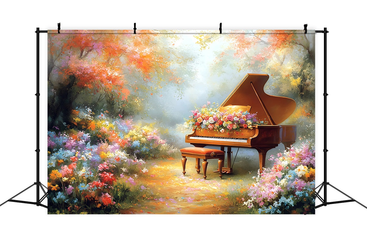 Toile de fond Printemps Jardin Piano Symphonie Fleurs LXX1-155