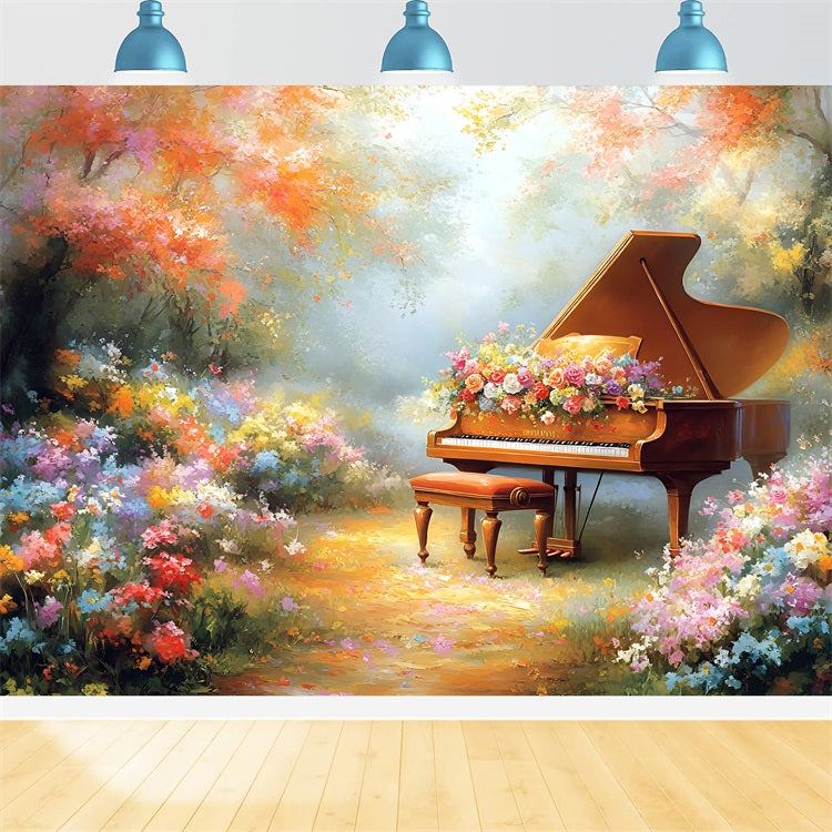 Toile de fond Printemps Jardin Piano Symphonie Fleurs LXX1-155