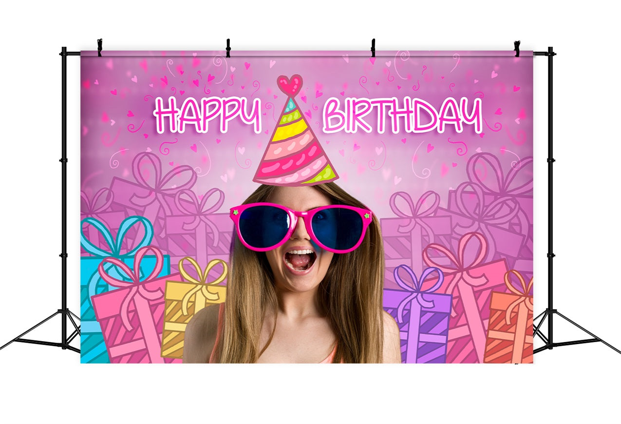 Toile de fond Joyeux Anniversaire Personnalisée Barbie Lunettes de Soleil Fête LXX1-209