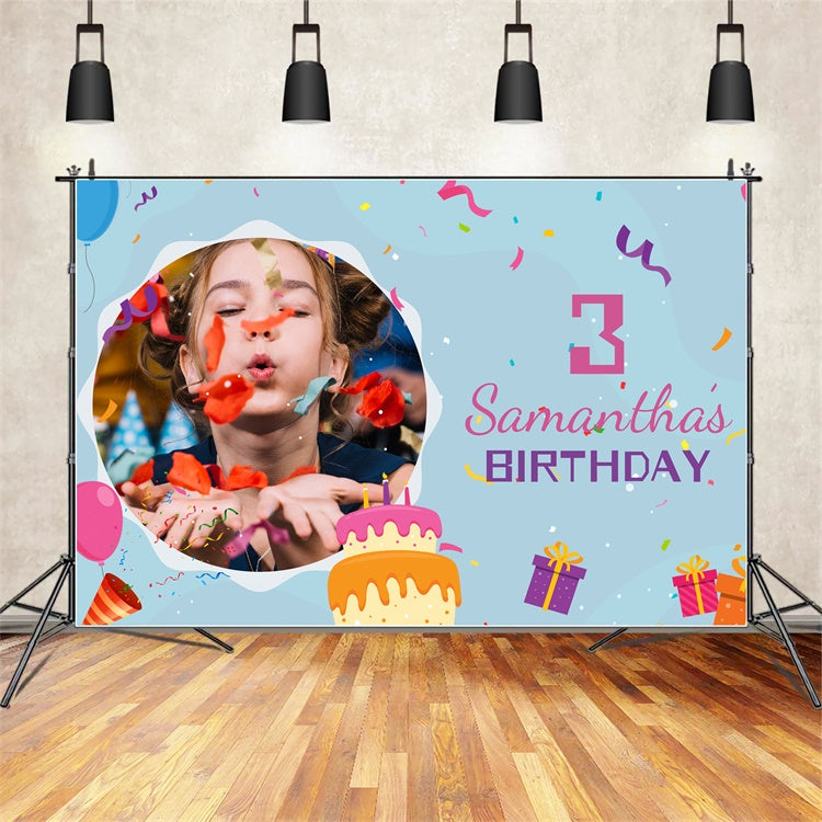 Toile de fond Anniversaire Personnalisable Gâteau Confettis Célébration LXX1-219