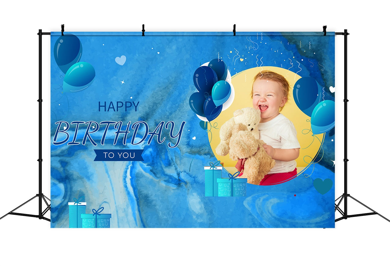 Toile de fond Anniversaire Personnalisable Design Bébé Thème Bleu LXX1-239