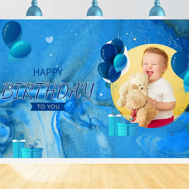 Toile de fond Anniversaire Personnalisable Design Bébé Thème Bleu LXX1-239