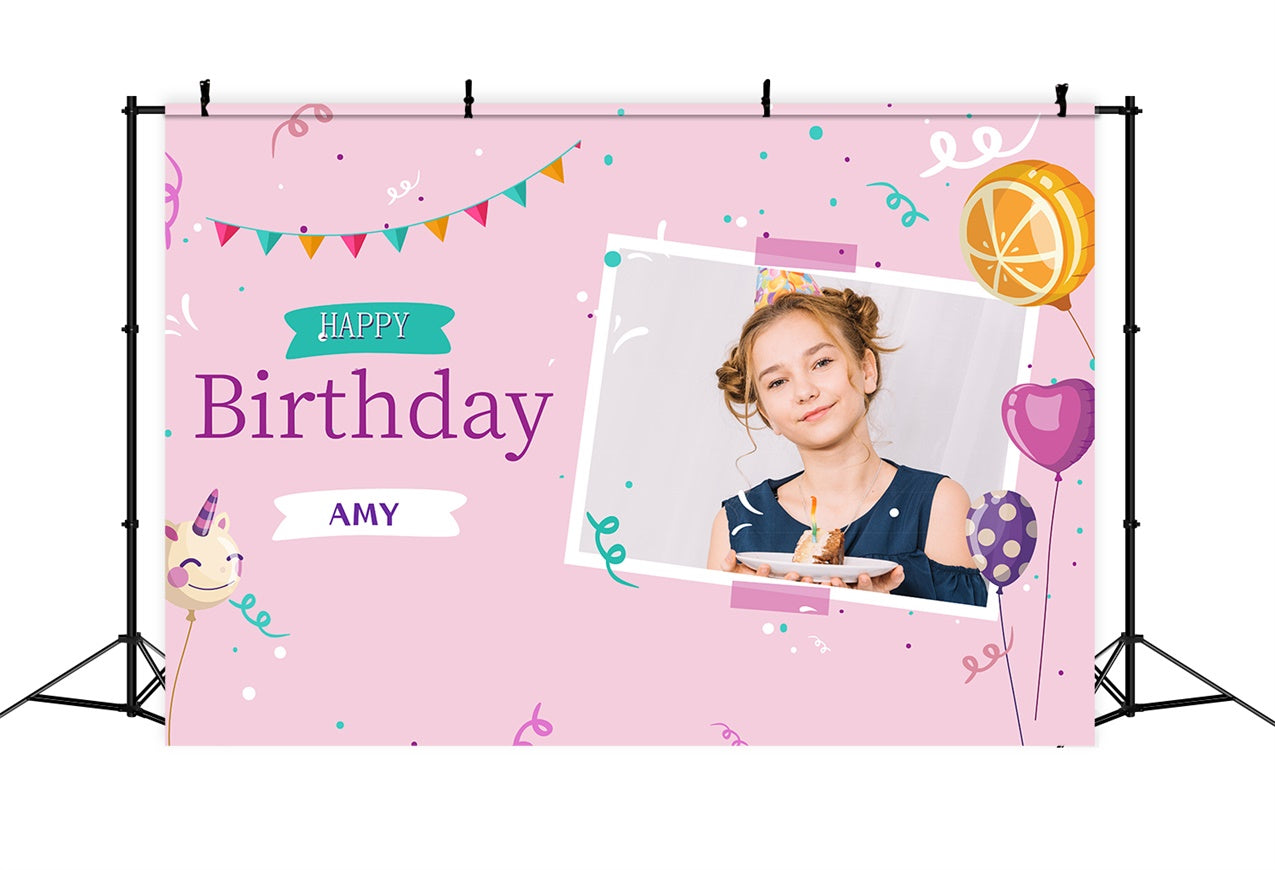 Toile de fond Anniversaire Personnalisable Célébration Fête Pastel LXX1-243