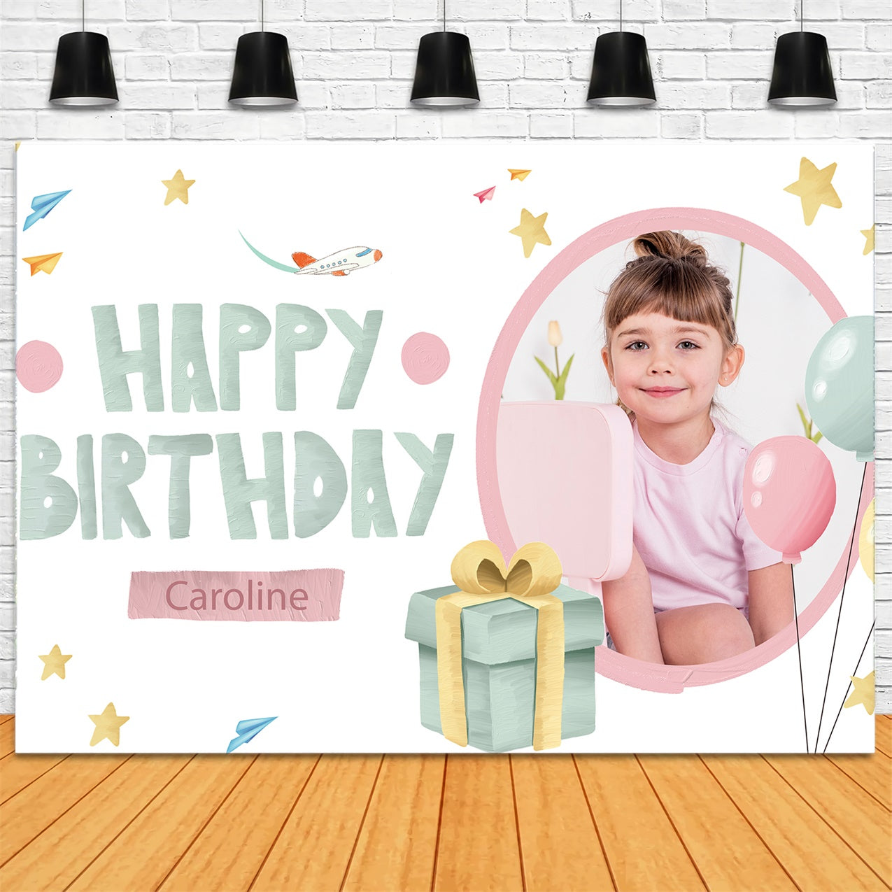 Toile de fond Ballon Anniversaire Personnalisée Avion Cadeaux LXX1-244