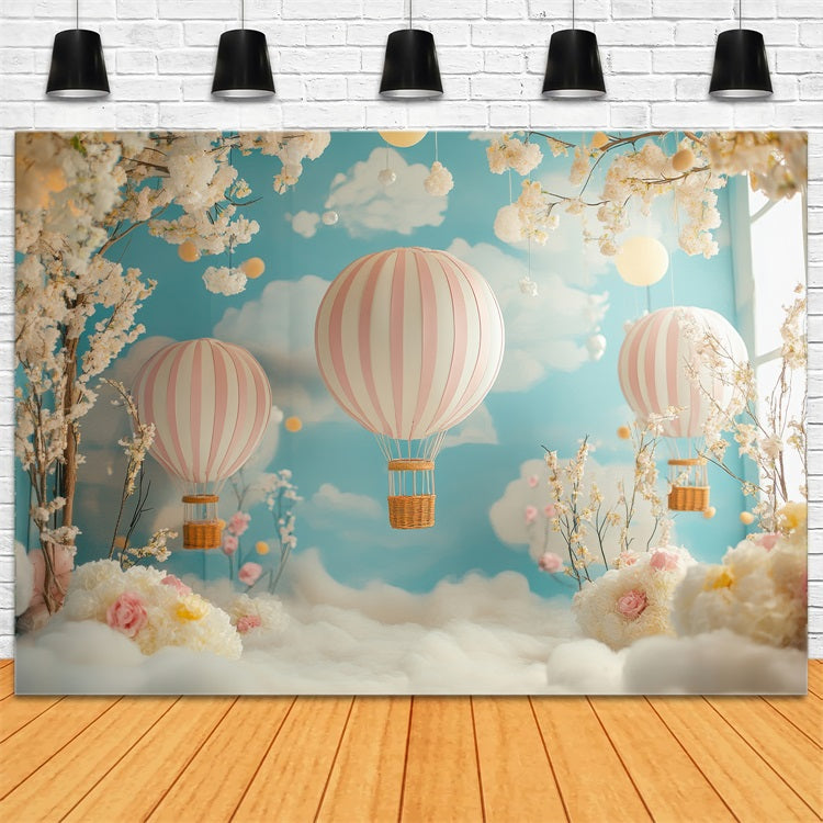 Toile de fond Nuage Floral Montgolfière LXX1-333