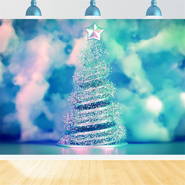Toile de fond Noël Ciel Étoilé Arbre Spiralé LXX1-343