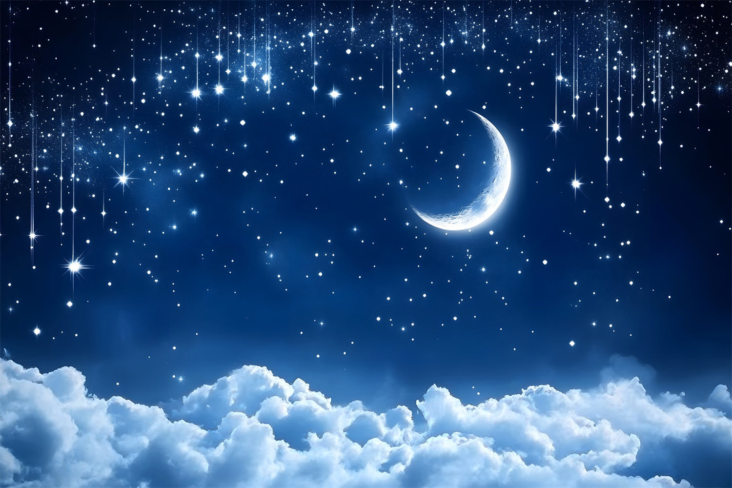 Toile de fond Ciel Brillant Lune Nuages LXX1-353