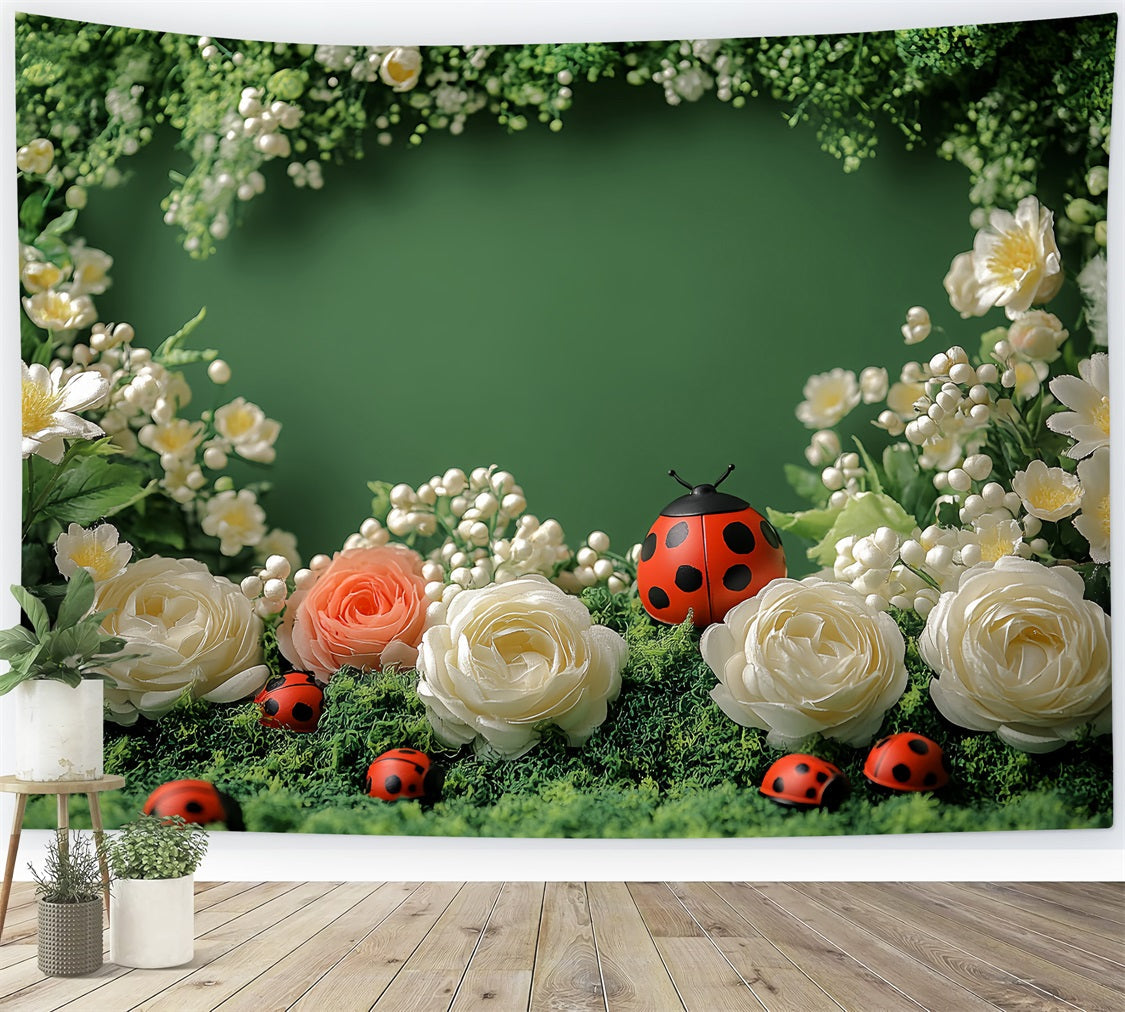 Toile de fond Printemps Coccinelle Jardin Floral Charmant LXX1-87