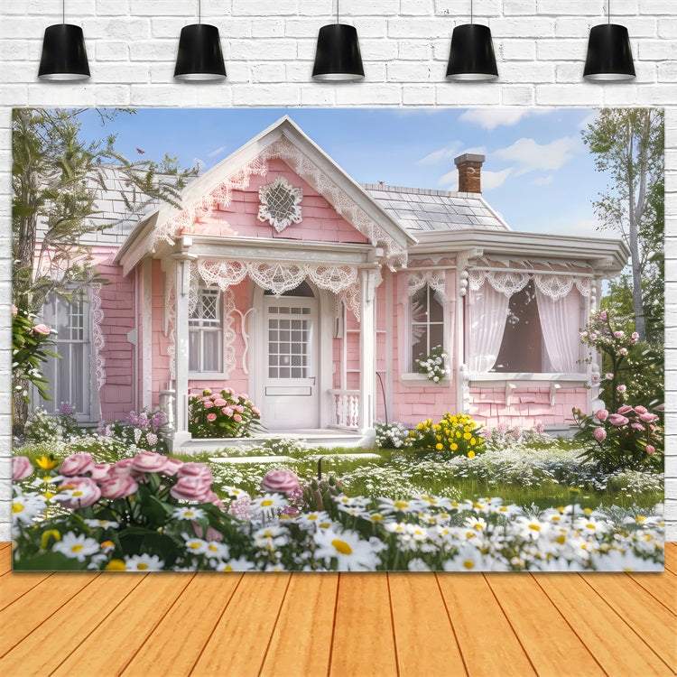 Fond Photo Printemps Cottage Rose Jardin Fleuri Photographie LXX1-89