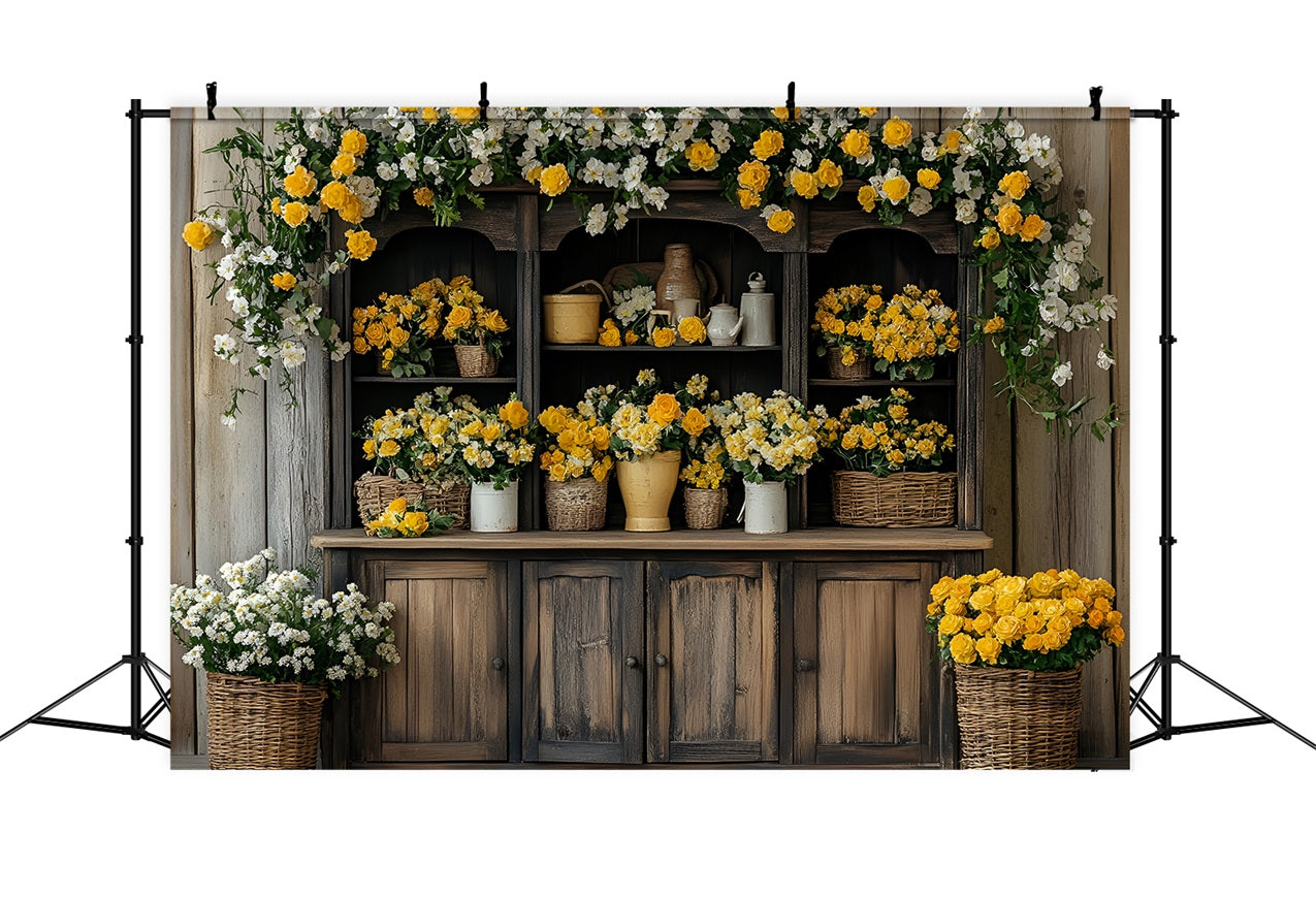 Fond Photo Printemps Cabinet Bois Fleurs Exposées LXX1-93