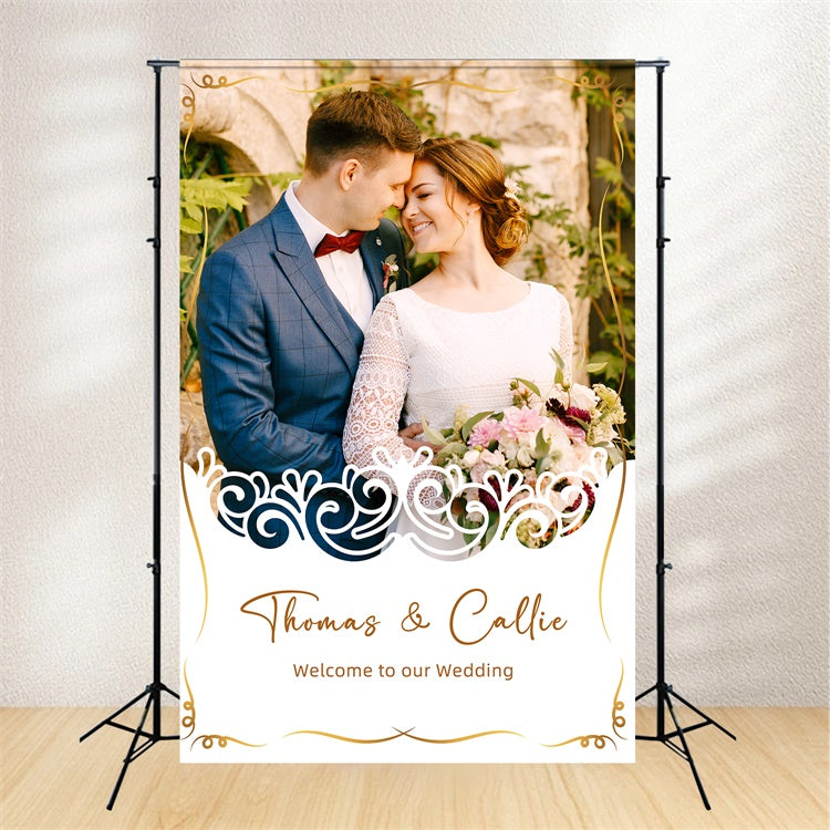Toile de fond photobooth mariage personnalisé Jardin Romantique Vintage LXX2-163