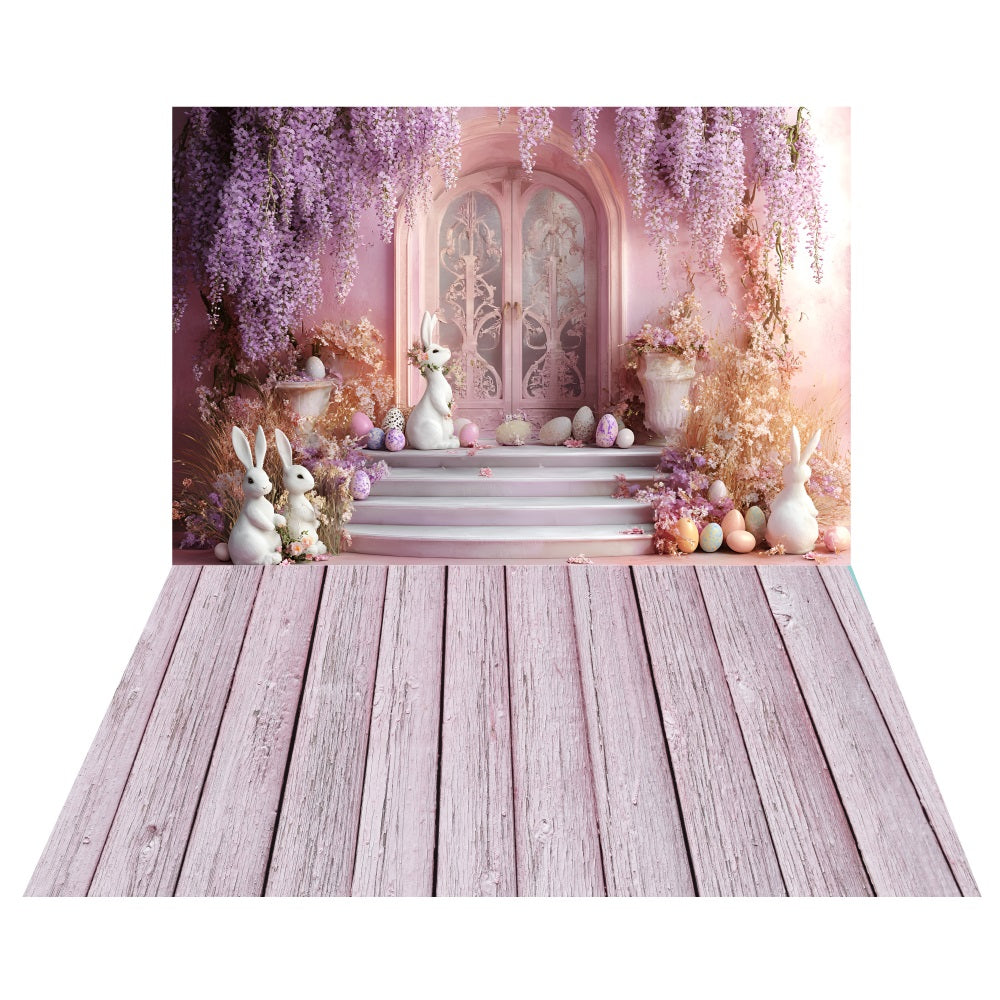 Toile de fond Entrée Lavande Pâques + Sol en Bois Rose Blush LXX2-199