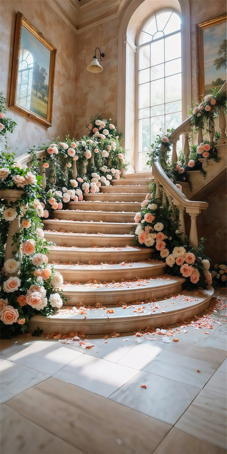 Toile de fond Sweep Printemps Escalier Romantique Élégance Florale LXX2-277