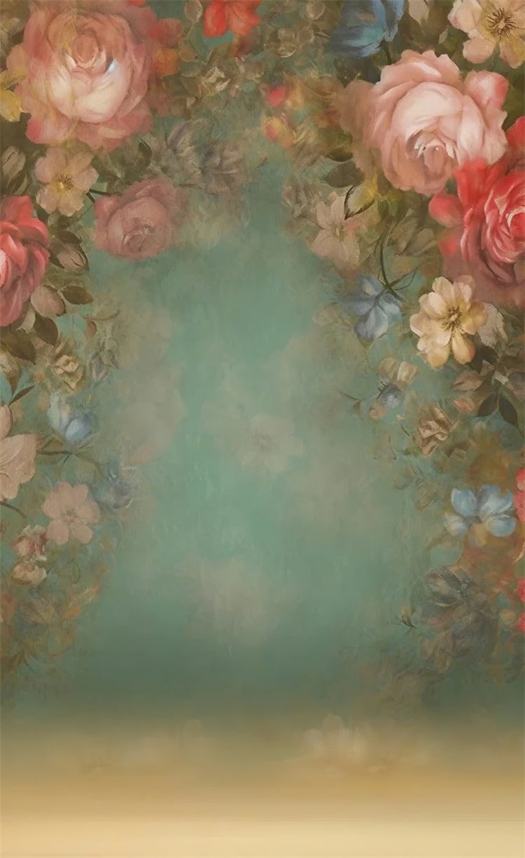 Toile de fond Sweep Photo Fleurie Romance Rustique Roses Poudrées LXX2-283