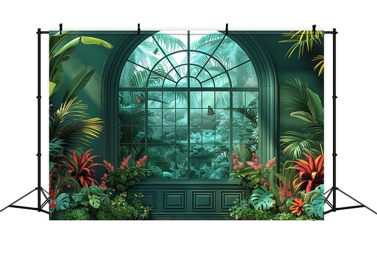 Fond Photo Printemps Jardin Tropical Luxuriant Fenêtre LXX2-31