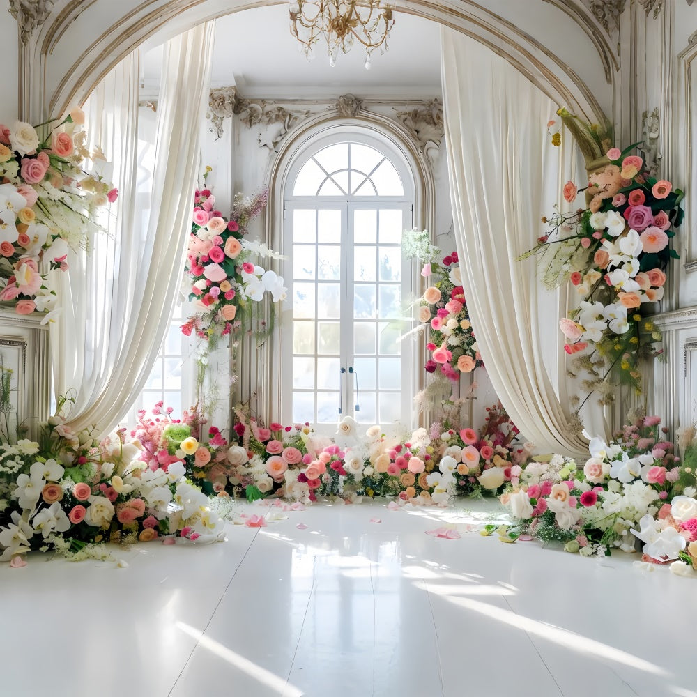 Toile de fond Printemps Rose Épanouie Fenêtre Élégante LXX2-38