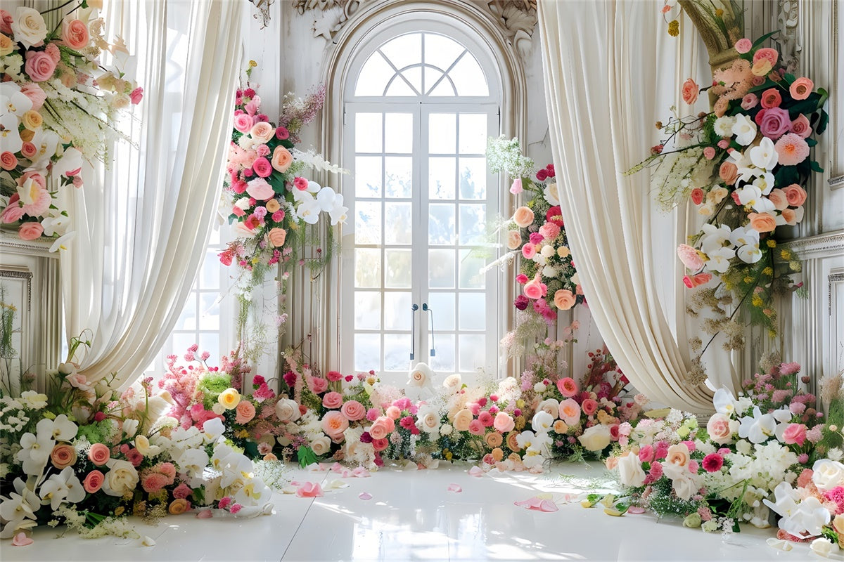 Toile de fond Printemps Rose Épanouie Fenêtre Élégante LXX2-38