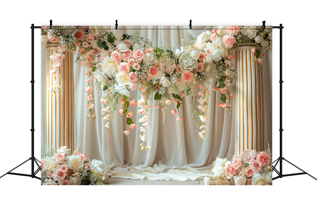 Fond Photo Printemps Pillier Vintage Arche Florale LXX2-42