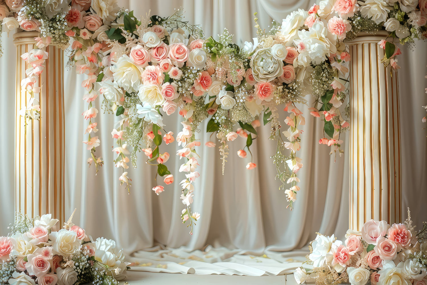 Fond Photo Printemps Pillier Vintage Arche Florale LXX2-42