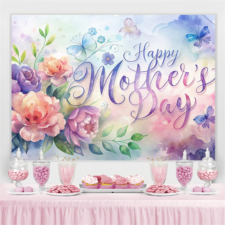 Toile de fond Fête des Mères Personnalisable Aquarelle Florale de Rêve LXX3-54