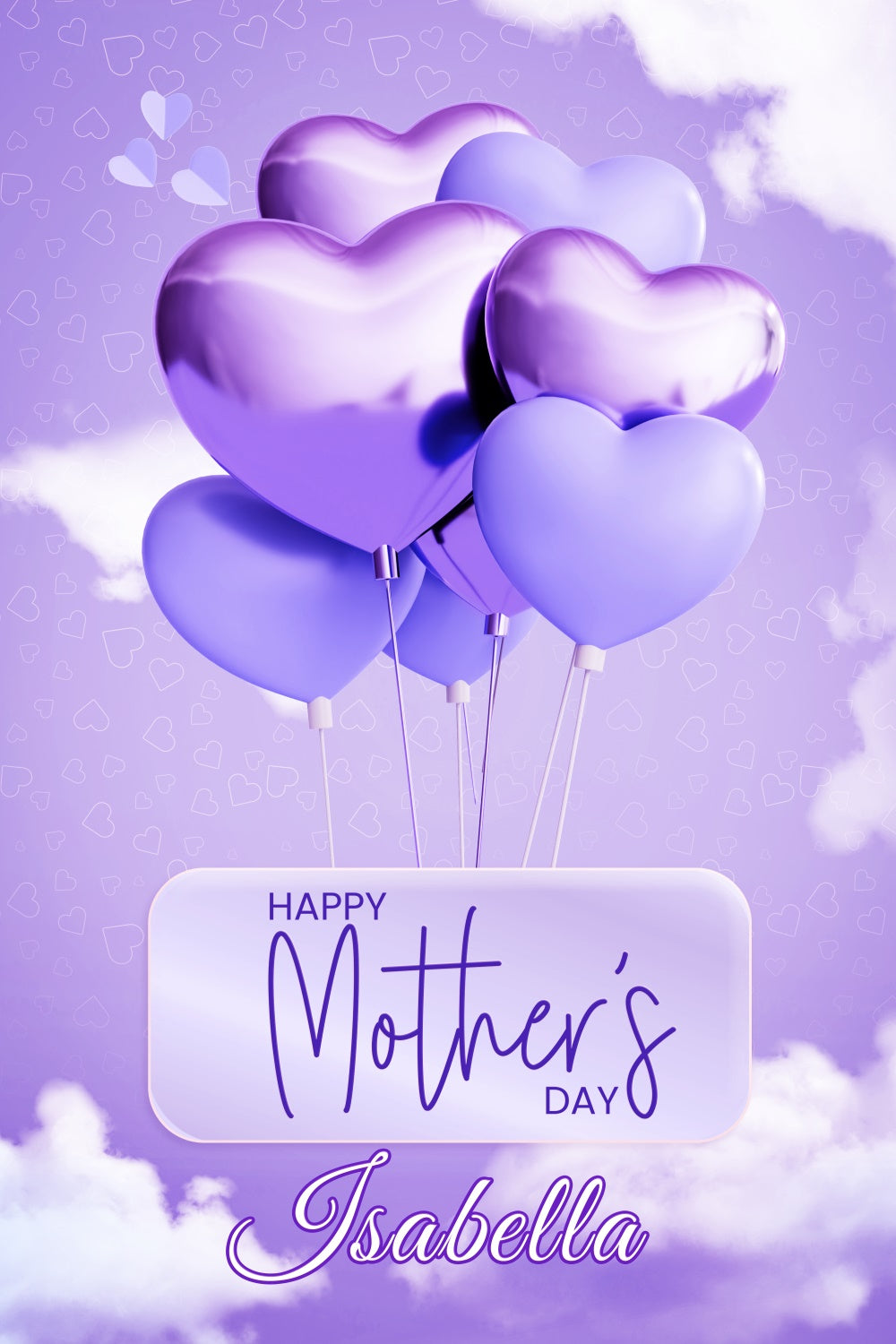 Toile de fond Fête des Mères Personnalisable Ballon Cœur Violet LXX3-63