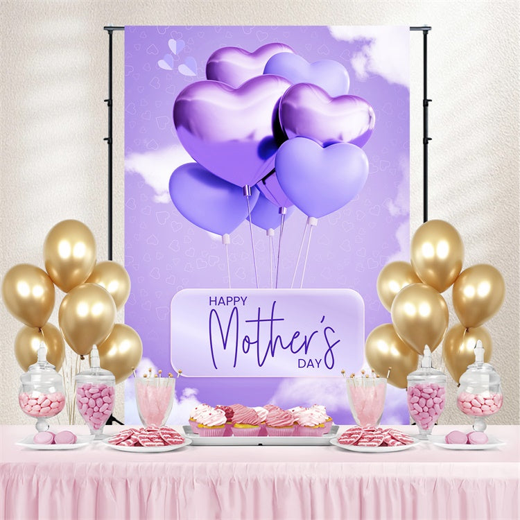 Toile de fond Fête des Mères Personnalisable Ballon Cœur Violet LXX3-63