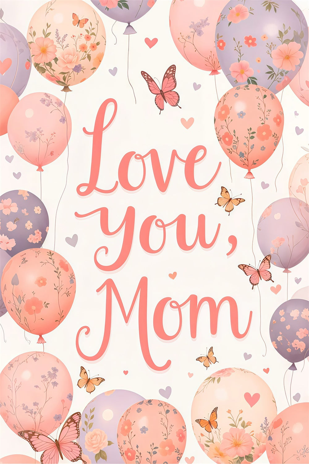 Toile de fond Fête des Mères Personnalisable Ballon Floral Chaleureux LXX3-64
