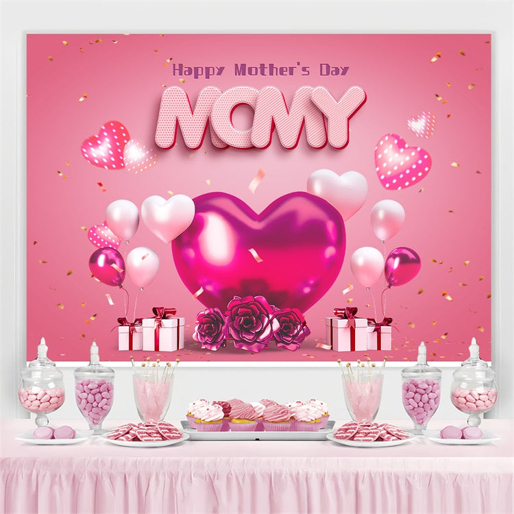 Toile de fond Fête des Mères Personnalisable Ballons Roses Charmants LXX3-66