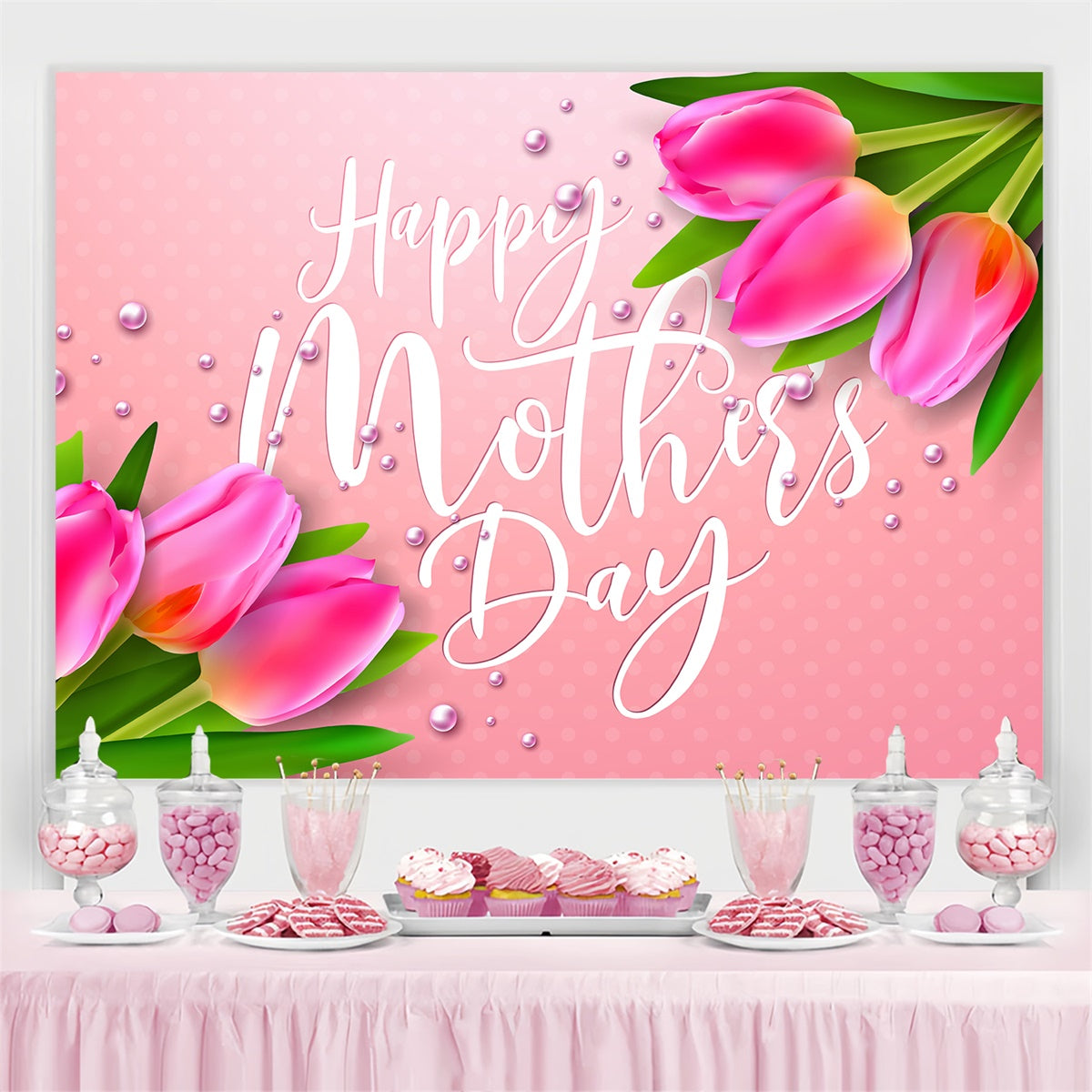 Toile de fond Fête des Mères Personnalisable Tulipe Épanouie Élégante LXX3-74