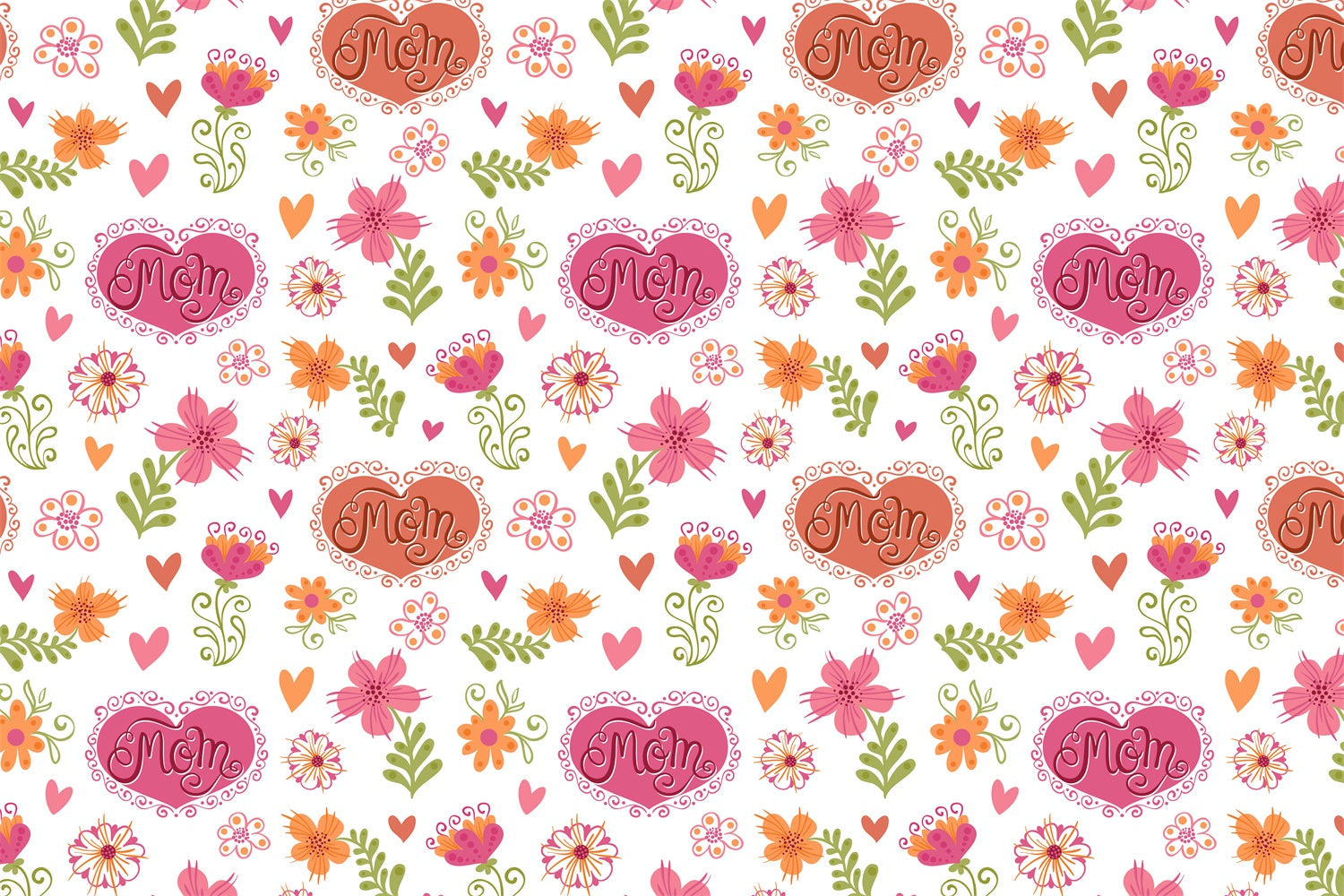 Toile de fond Fête des Mères Personnalisable Cœur Fleuri Mignon LXX3-78
