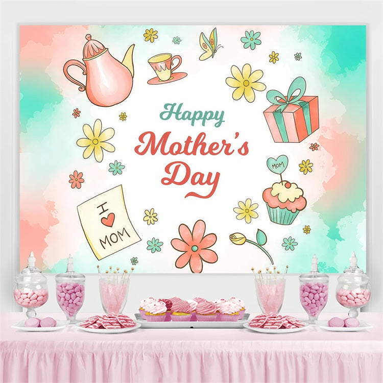 Toile de fond Fête des Mères Personnalisable Cadeau Fleuri Élégant LXX3-79